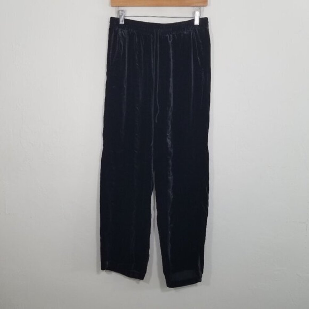 Johnny Was JADE Velvet Pull-On Pants Black Size S
